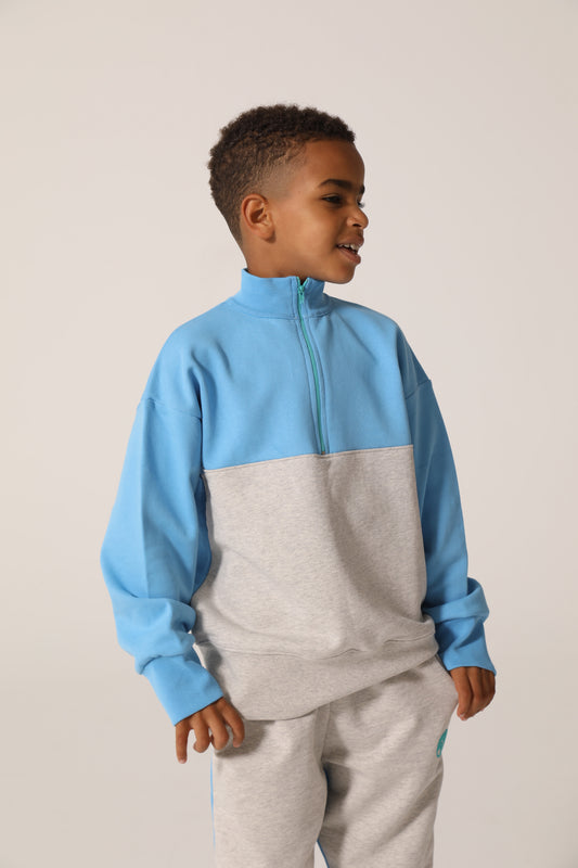 BASELINE BLOCKED ZIP SWEATER